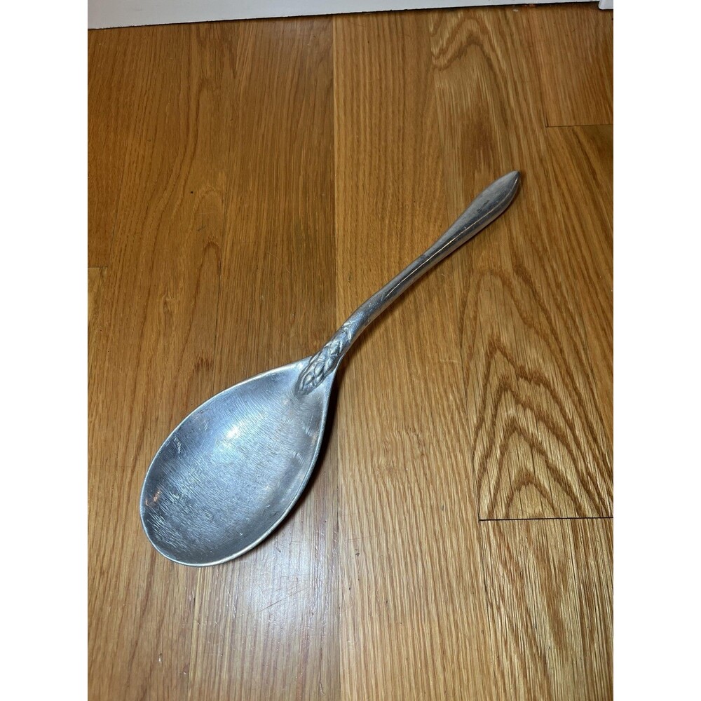 Vintage Handmade Large Metal Serving Spoon 13 Inch Marked Handle Kitchen Decor